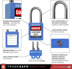 TRADESAFE Lockout Tagout Locks Set - 10 Blue Keyed Alike Padlocks, 2 Keys Per Lock, OSHA Compliant Loto Locks