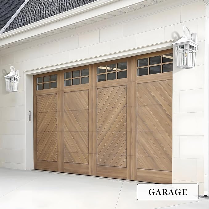 Darkaway Large Outdoor Wall Lights for House, 18inch Exterior Lighting Fixtures Wall Mount Outdoor Porch Lights Waterproof White Outdoor Sconce Lights with Seeded Glass for Patio Hallway Garage