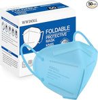 WWDOLL KN95 Face Mask 50 Pack, 5-Layers Breathable KN95 Masks, Blue