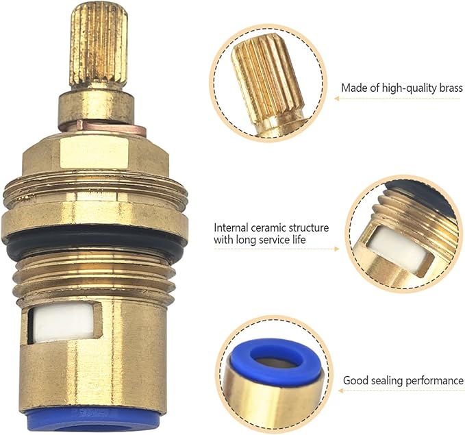 45883000 Ceramic Cartridge Compatible with Grohe Faucet Cartridge 1/2 Inch 1/4 Turn Clockwise Open 90 Degrees Right Side Close Cold Water for Ceramic Cartridge