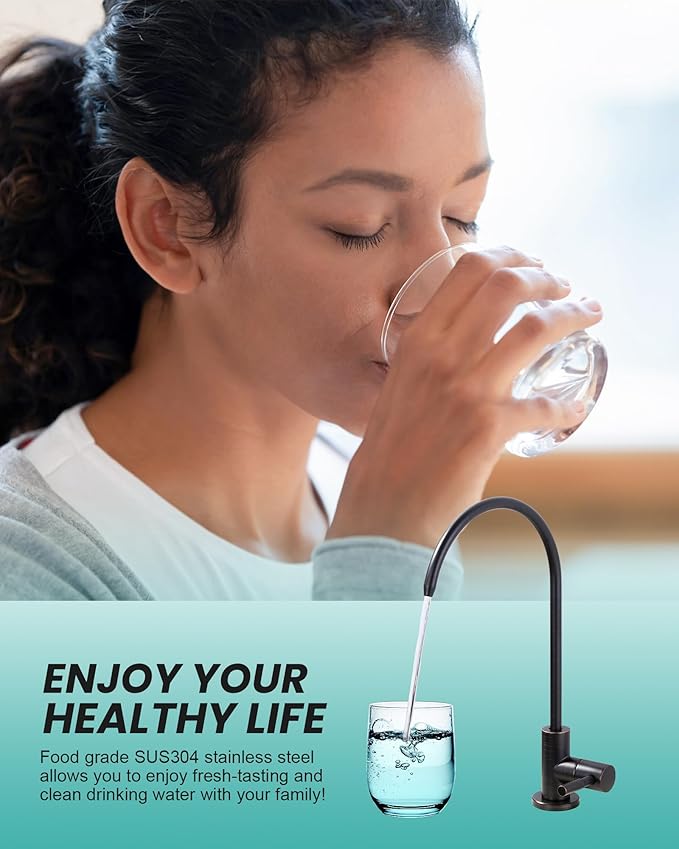 Kitchen Faucet and Water Filter Faucet: Stainless Steel Kitchen Sink Faucet with Drinking Water Faucet - Oil Rubbed Bronze Single Handle Tap with Pull Down Sprayer for Kitchen Sink Farmhouse Bar