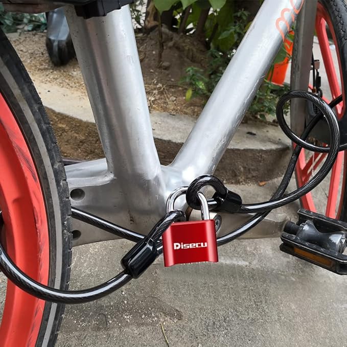 2 Pack disecu 4 Digit Combination Lock, Heavy Duty Outdoor Waterproof Padlock for School Gym Locker, Fence, Gate, Storage Unit, Toolbox (Red)