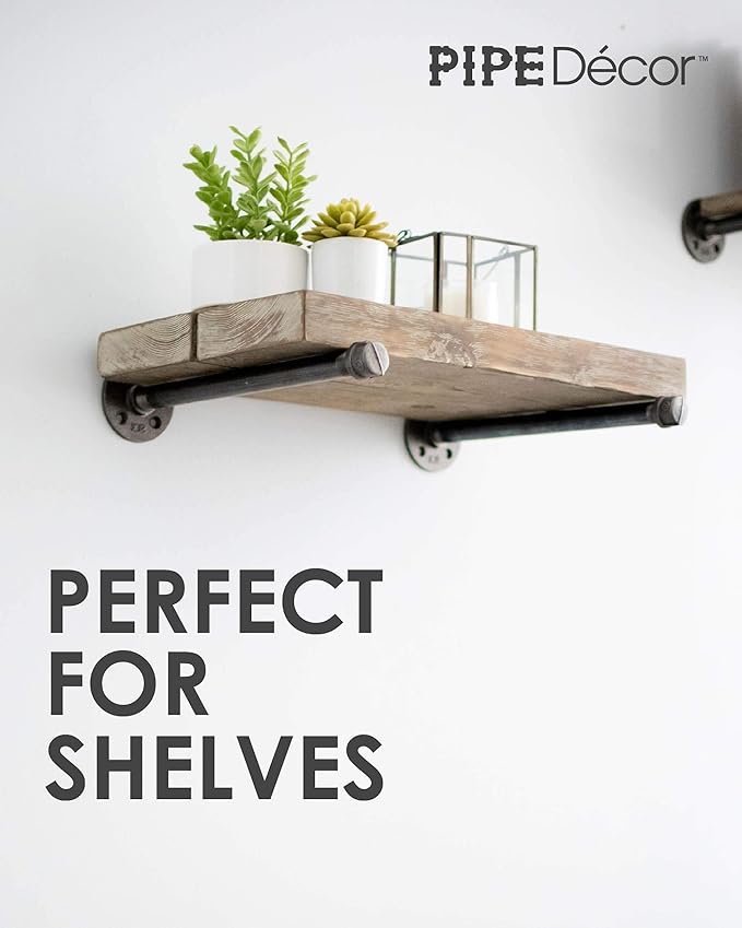 PIPE DÉCOR 1/2” x 6” Malleable Cast Iron Pipe Nipple, Pre Cut Connectors, Industrial Steel Grey Fits Standard Half Inch Black Threaded Pipes Nipples and Fittings, Build Vintage DIY Furniture, 6 Pack