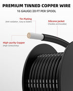 NAOEVO 16 Gauge Wire 120ft, 16 AWG Wire 6 Colors 20ft Each Spool, Flexible Silicone Tinned Copper Electrical Cable, Wiring kit for Breadboard/Automotive/DIY/Battery, 200℃