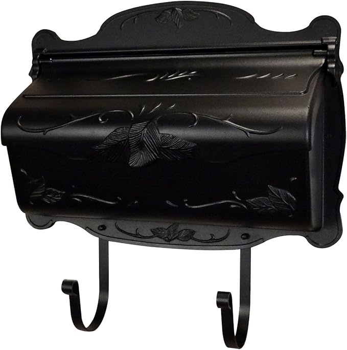 Special Lite Floral Horizontal Wall Mount Mailbox - Black Aluminum Mailbox for Wall Mount - SHF-1001-BLK