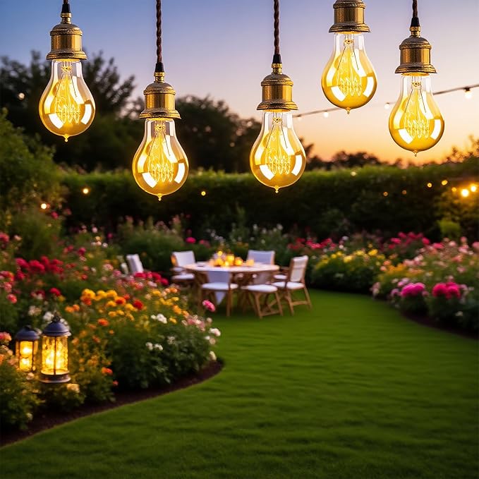 3 Pack A19 Edison Light Bulbs 60W, Warm Amber, E26 Base Dimmable Vintage Bulbs for Decorative Lighting & Home Decor