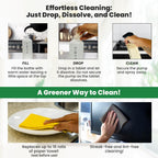 Eco-Friendly Cleaning Kit – Spray Bottle, 4 Refill Tablets, Swedish Dishcloth & Glass Cloth | Lemon & Eucalyptus | Plant-Based, Biodegradable All-Purpose Surface Cleaner Starter Set, Gift