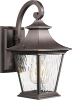 Emliviar 12.2 Inch Wall Light with Water Ripple Glass, 1-Light Outdoor Patio Light for House, Die-cast Aluminum in Oil Rubbed Bronze Finish, XE219B ORB