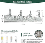 4-Light Vintage Bathroom Vanity Light Fixture Industrial Chrome with Glass Shade Vanity Light Fixtures Over Mirror Glass Bathroom Vanity Lighting Fixtures G9 Bulb Wall Lights