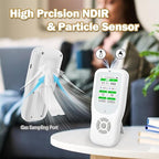 11-in-1 Air Quality Monitor - Portable Indoor Air Quality Detector with Stand, Real-Time Test for AQI, CO2, PM2.5, PM1.0, PM10, TVOC, HCHO, Particles, Temperature & Humidity with Aler (White-White)