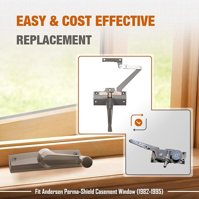 Split Arm Operator for Left Hand with Handle for Replacing Damaged Window Crank Fit Andersen Perma-Shield Casement Window (1982-1995), Stone Color