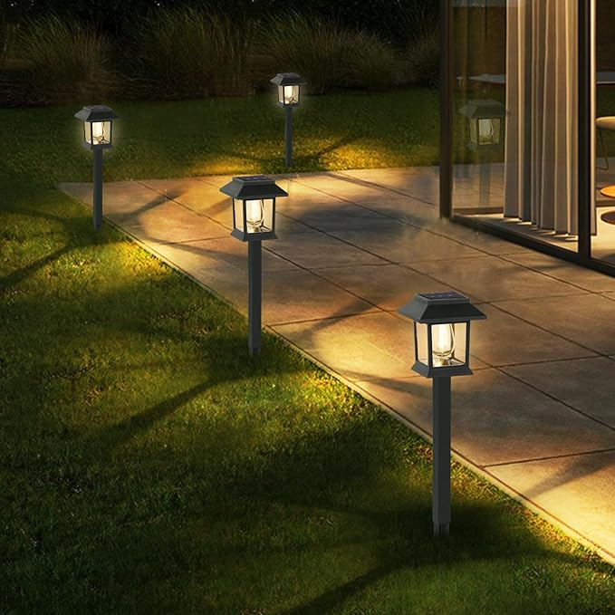 Greluna Solar Lights Outdoor,12 Pack Waterproof Auto On/Off Solar Pathway Lights for Your Garden, Landscape, Path, Yard, Patio, Driveway,Walkway Decor