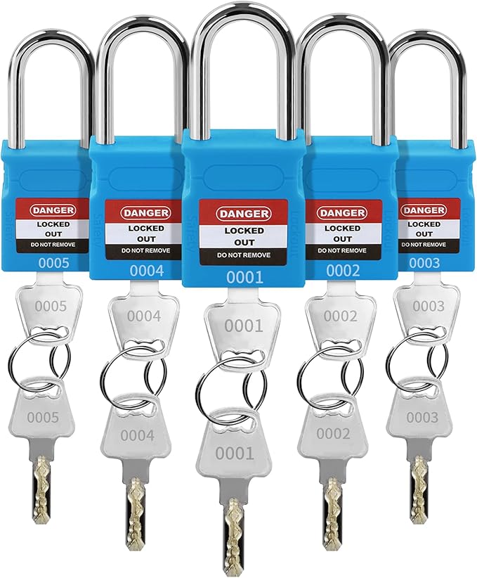 Lockout Tagout Locks - 5 Pack Blue Loto Locks, Keyed Differ Padlock OSHA Compliant Lock Out Tag Out Lock, Safety Padlocks for Electrical Lockout Tag Out Kits