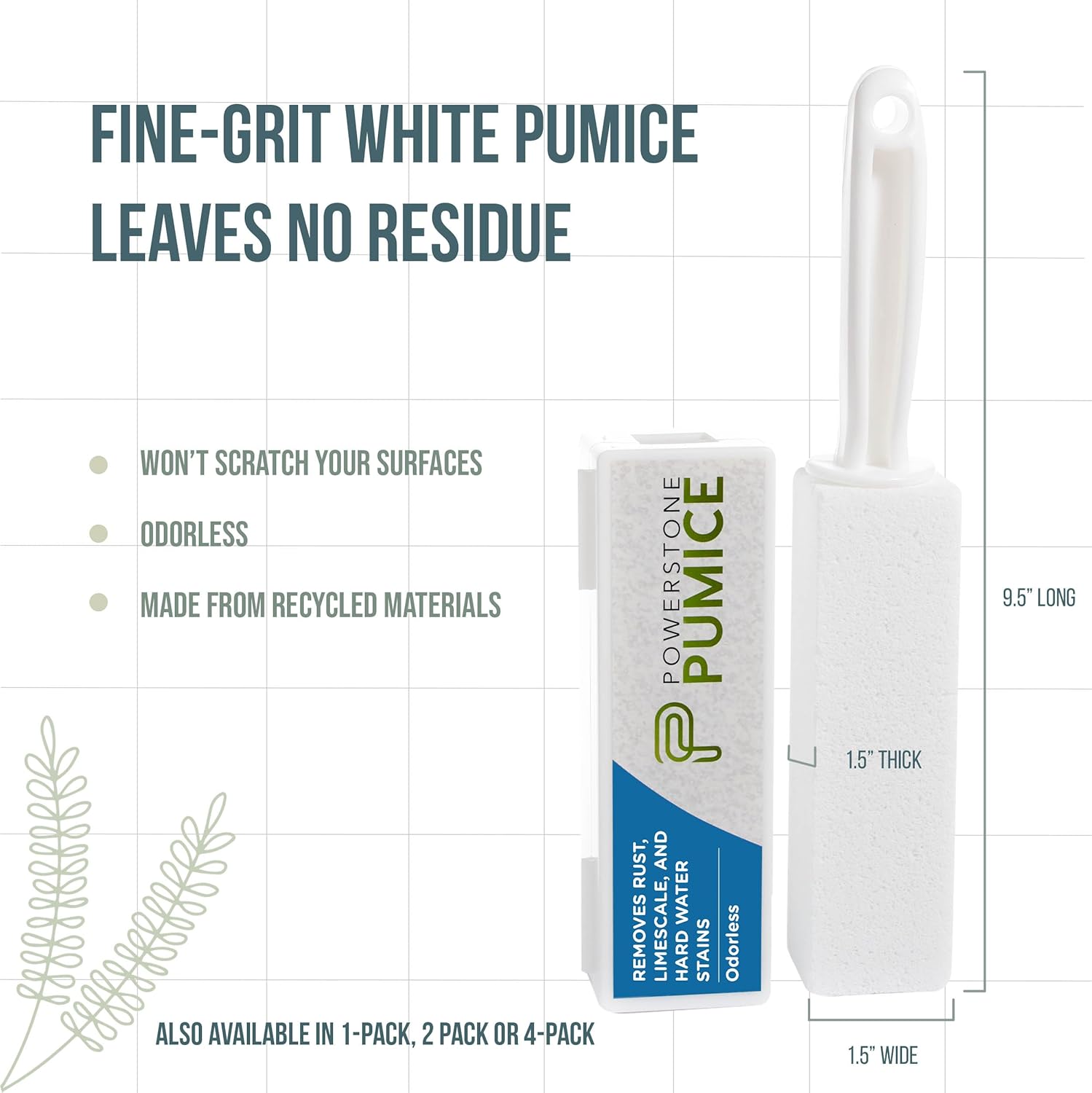 Powerstone Pumice Stone Toilet Bowl Cleaner with Handle (3-pack) - A Reliable and Harmless Solution for Cleaning Limescale Deposits & Hard Water Stains on Toilets, Grills, Tiles, Grout & Pools