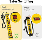 Plug'n 10 Outlet 3300J Surge Protector Power Strip with Individual Switches,Heavy Duty Metal Power Strip with Cord Manager,3FT/14AWG/15AMP/1875W Power Cord for Workshop,Garage