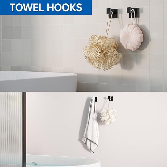 10-Piece Bathroom Hardware Accessories Set, 16 Inch SUS304 Stainless Steel Towel Bar Set, Wall Mounted Bathroom Towel Holders, Towel Hooks with Toilet Paper Holder