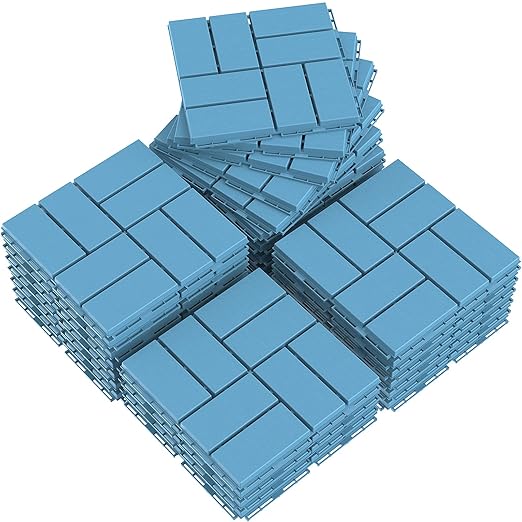 Goovilla Plastic Interlocking Deck Tiles, 27 Pack Outdoor Patio Flooring, 12"x12" Interlocking Decking Tile Outdoor All Weather Use, Waterproof Patio Pavers for Pool Balcony Backyard Porch, Blue