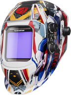 ARCCAPTAIN Auto Darkening Welding Helmet, 3.94"X3.66" Large Viewing Screen True Color Welding Hood with 4 Arc Sensor Solar Powered, Wide Shade 4-5/5-9/9-13 Welding Mask (Captain Metal)