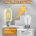 T45 LED Edison Bulbs, 6 Pack, 40W Equivalent, 2700K Warm White Cozy Light, 4W E26 Base LED Bulbs, Dimmable, Clear Glass Light Bulb for Chandelier Light Fixtures