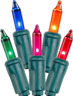 Novelty Lights 11 Feet 50 Bulbs Traditional Incandescent Mini Lights, Multicolor on Green Wire with 2.5" Spacing, Commercial Grade and UL Listed for Indoor/Outdoor Use, End-to-End Connectable