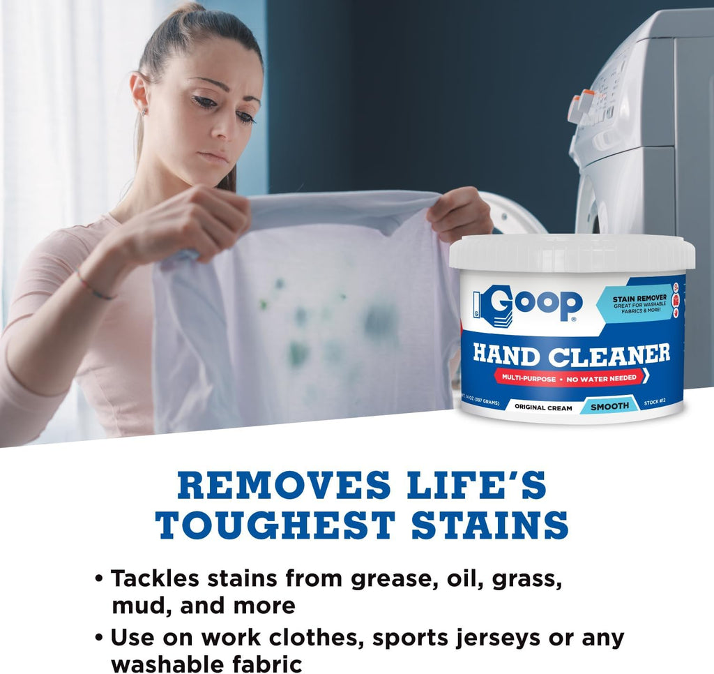 GOOP Original Multi-Purpose Waterless Hand Cleaner and Stain Remover - 14 oz Can (Pack of 2)
