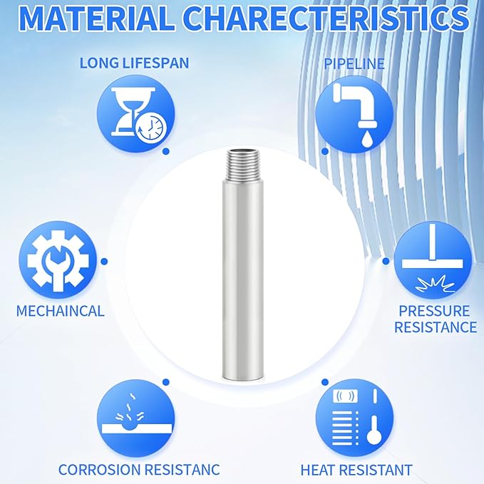 ChillWaves 304 Stainless Steel Pipe Fitting, Nipple Cast Pipe 3/4" NPT Male x 3/4" NPT Female Thread 6" Length(150MM)(1-PACK)