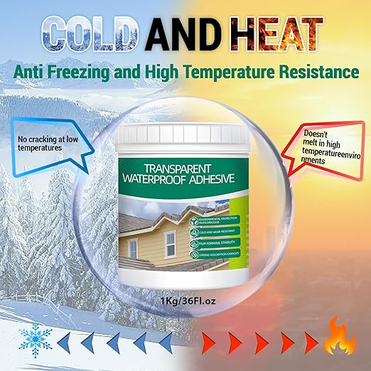 1Kg/36Fl.oz Transparent Waterproof Coating Invisible Waterproof Agent Set with Indoor&Outdoor Insulating Sealant with Wooden Brush Putty Knife Cut Resistant Work Gloves