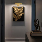 18in Picture Lights Hardwired Brass Picture Light, Gold Modern Picture Light for Wall, 360°Rotatable Art Light Gallery Lights, Wall Picture Lights Painting Light for Painting Display Artwork Portrait