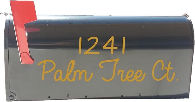 Personalized Mailbox Decal Set of 2 Decals With Street Address & Street Name Custom Design Mailbox Sticker Vinyl Letters VWAQ-CMB4 (GOLD)