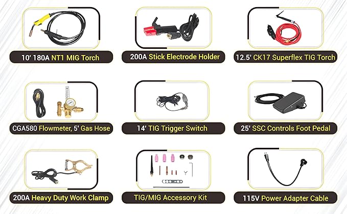 Weldpro MIG Welder 200A with Pulse, Aluminum MIG Welder 110V/220V with MIG/Flux Core/Stick/Spool Gun/AC/DC TIG 6 in 1 MultiProcess Welding Machine with Foot Pedal Omni 210