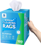 GLIMGLINT Microfiber Cleaning Cloth, 100 Pack Shop Towels, Lint-Free, Ultra Absorbent Reusable or Disposable Microfiber Cloths for Kitchen, Car, Cleaning Rags, 11" x 9", White