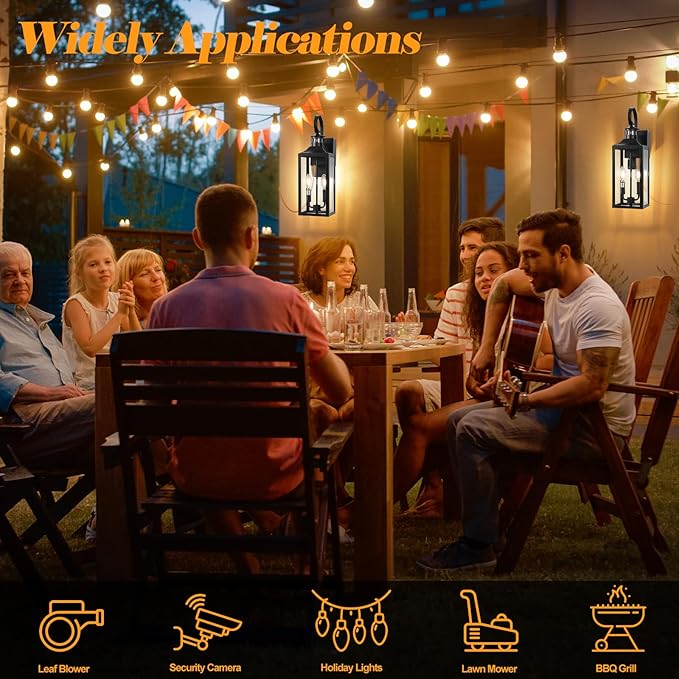 20" Black Motion Sensor Outdoor Lights with GFCI Outlet, Dusk to Dawn Exterior Lighting Fixtures, Porch Lights with GFCI Outlet Built-in, Waterproof Outdoor Wall Sconce for House Front Door Patio