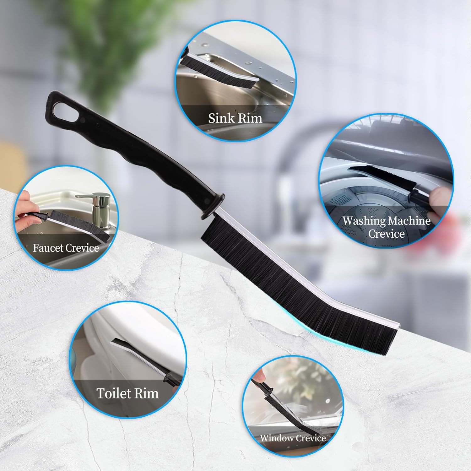 2 Pcs Crevice Cleaning Brush Hard Bristle Gap Brush Multifunctional for Bathroom Household Kitchen Tiles Window Crevice Cleaning Tool (Style 2)