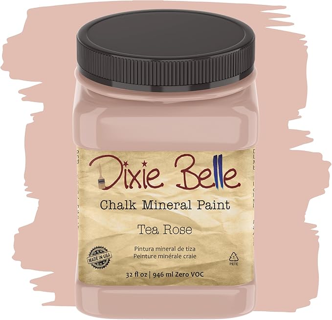 Dixie Belle Paint Company Chalk Finish Furniture Paint - Tea Rose (32oz) - Matte Muted Mauve Chic Chalk Mineral DIY Furniture Paint