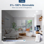 Amico Recessed Lighting 5/6 Inch, 24 Pack 5CCT Flat LED Can Lights, 2700K/3000K/4000K/5000K/6000K Selectable,12W Eqv 120W, 1050LM Brightness, Retrofit Installation - ETL & FCC