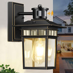 Motion Sensor Outdoor Lights Wall Mount, Dusk to Dawn Exterior Light Fixture, Anti-Rust Aluminum Waterproof, Porch Outside Wall Lights, for House Entryway Black Gold Wall Sconce Lanterns