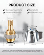 4" Brass Faucet Handle Cartridge Replacement Stem Assembly Faucet Valves Cold Knob Handle Kit with Stem for Kitchen & Bathroom Knob Handles