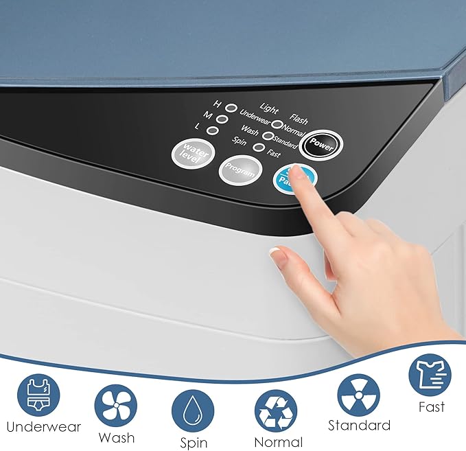 Casart Washing Machine Portable Washer W/ 7.7 Lbs Weight Capacity Washer and Dryer Full Automatic Washing Machine (Blue&White)