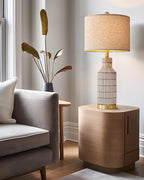 25" Table Lamps Set of 2, Modern Ceramic Bedside Lamps - Farmhouse Brown Nightstand Lamps for Bedroom, Boho Living Room End Table & Office Desk Decor