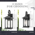 zeyu 2 Pack Outdoor Wall Sconces, 14.4 Inch Farmhouse Outdoor Porch Lights Wall Mount with Seeded Glass, Die-Cast Aluminum, Black Finish, ZD99B-2PK BK