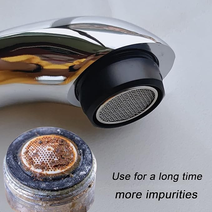 4PCS 2.2 GPM Faucet Aerator, 2 Pack Aeration Filter Replacement Parts With Brass Housing 15/16 Inch 24mm Male Thread Aerator Faucet Filter With Gasket For Kitchen And Bathroom (Black)