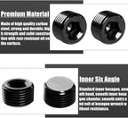 70 Pcs Black Carbon Steel Pipe Plug Fitting, 5 Sizes 1/8" 1/4" 3/8" 1/2" 3/4" NPT Male Internal Hex Thread Socket Pipe Plug Fitting Assortment Kit