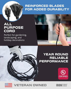 Iron Forge Cable 75 Ft Black Extension Cord with 3 Outlets - 16/3 SJTW 75 Foot Extension Cord 3 Prong, Weatherproof Exterior Power Cable for Outdoor