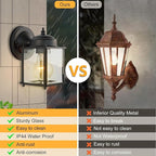 Kalium Outdoor Porch Lights Sconce, Black Exterior Lighting Fixtures Waterproof, Wall Light Fixture with E26 Socket & Glass Shade, Modern Outdoor Lanterns for Patio Front Door