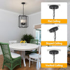 4 Light Modern Farmhouse Chandelier for Dining Room, Black Pendant Lights Fixtures for Kitchen Island, Foyer Lighting Fixtures High Ceiling for Entryway Hallway Living Room Bedroom