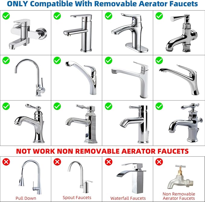 Hibbent NSF/ANSI/CAN 61 Certified Faucet Aerator, CUPC Certification 360° Swivel Kitchen Faucet Aerator, 2 Flow Sprayer Modes Water Saving Faucet Extender-55/64"-27UNS Female Thread/Polished Chrome