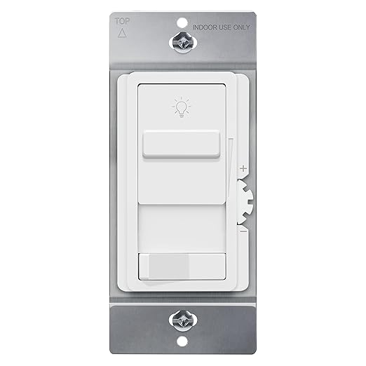 TOPGREENER Kalide Dimmer Light Switch, Pair with 12V Power Supply, 3-Way or Single-Pole, 12/24 V LED Dimmer Switch, TGSDS-1224-W, White