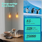 AMDTU E26 Edison Bulbs 60 Watts Equivalent, 600 Lumens LED Bulbs 7W, Ultra Filament Spiral E26 Base Edison LED Bulbs Dimmable, Warm Yellow 2200K T45 Amber Glass Tubular Light Bulbs 2 Pack