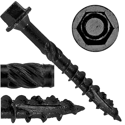 Jake Sales #14 X 2 Heavy Duty Black Timber/Log/Landscaping Wood Screws - Exterior Coated Heavy Duty Screws. 1 x Full Box - 1,300 Screws