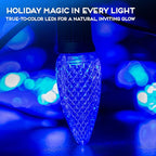 HLO Lighting Set of 500 Blue C9 Faceted LED Christmas Light Bulbs for Indoor & Outdoor Use | Durable Replacement Bulbs